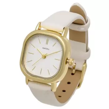 [Fieldwork] Women s Watch Analog Leather Strap Simple Rectangle White Suck GY080-1 White