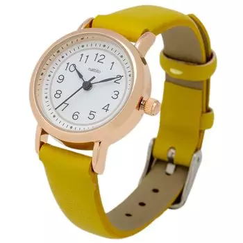 [Fieldwork] Women s Watch Analog Leather Strap Yellow YM109-4