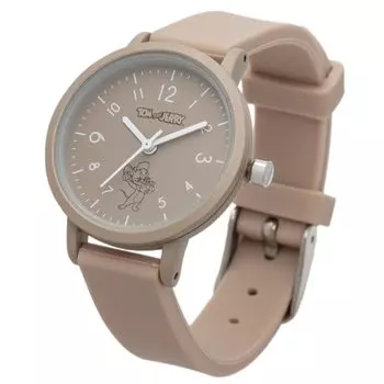 [Fieldwork] Women s Watch Tom and Jerry Analog Silicone Belt Line Art Rubber Watch Jerry Beige TAJ005-1