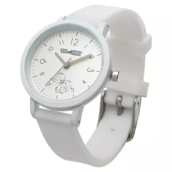 [Fieldwork] Women s Watch Tom and Jerry Analog Silicone Belt Line Art Rubber Watch Quacka White TAJ005-4