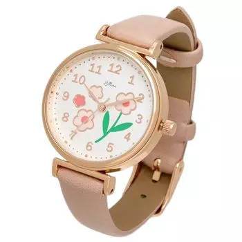 [Fieldwork] Женские часы с аналоговым кожаным ремешком Epo Floral Pattern Pink Lale YM117-2