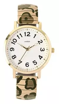 [Fieldwork] Женские часы с аналоговым ремешком из нержавеющей стали Peggy с леопардовым принтом, коричневые YM120-2