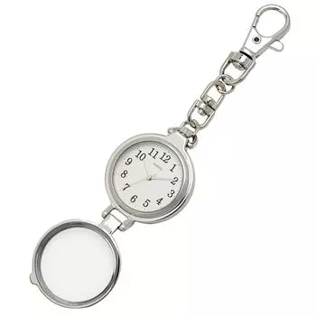 [Fieldwork] Женские карманные часы аналоговые с лупой брелок для часов сумка Charm Silver FSC170-1