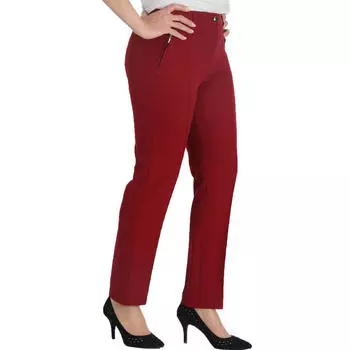 Fierte Жен. Брюки большого размера Nvr2121 Ткань Нормальная талия Тонкие штанины До щиколотки Застежка-молния Пуговица Спорт Карман на молнии Белая норка Коричневый