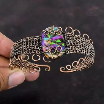 Fiesta Kingman бирюзовый браслет Медная проволока обернутая регулируемый браслет-манжета Мульти медная бирюзовая манжета Ювелирные изделия ручной работы с драгоценными камнями Назначение Подарок