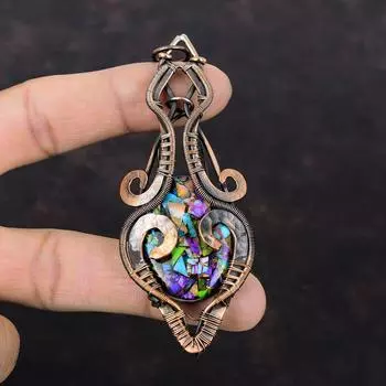 Fiesta Kingman Бирюзовый Подвеска Мульти Медный Бирюзовый Подвеска Медная Проволока Обернутая Подвеска Ювелирные Изделия Из Драгоценных Камней Подарок Для Женщин Ювелирные Изделия Ручной Работы
