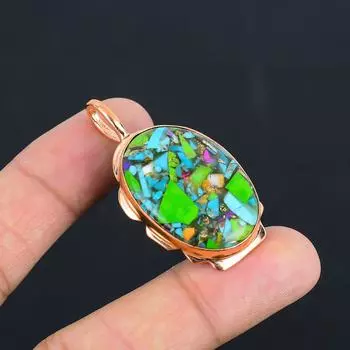 Fiesta Kingman бирюзовый драгоценный камень ручная работа медные украшения потрясающий кулон для нее 1.97 Inches зелёный