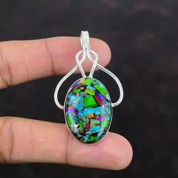 Fiesta Kingman Turquoise Pendant Multi Copper Turquoise Gemstone Pendant 925 Sterling Silver Pendant Handmade Decent Jewelry Engagement Gift