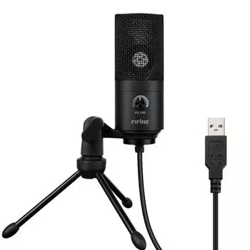 FIFINE USB конденсаторный ПК Интернет-игры Главная Голос Громкость микрофона штатив стойка совместима с черным микрофоном K669B, микрофон, микрофон, чёрный