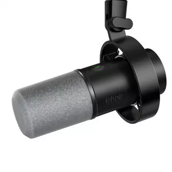 FIFINE USBXLR Podcast Microphone, Dynamic Microphone with Cardioid Pattern, Unidirectional, USB-C to USB-A Cable Included, XLR Connector, Compatible