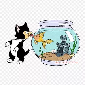 Figaro Geppetto Cleo, термотрансферная печать, виниловые нашивки, наклейки для одежды, аппликации «сделай сам», моющиеся нашивки