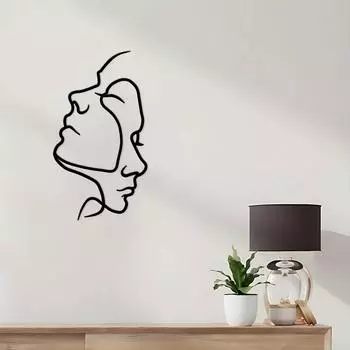 Figurative Couple Headshot Wall Decor Silhouette Abstract Lines Metal Iron Wall Decorations Home Decor Wall Art Decor