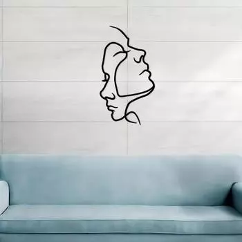 Фигуративная фотография пары, настенный декор - абстрактный силуэт линии, металл, железо, искусство | Стильные наклейки, настенные украшения и украшения для стен светло-серый