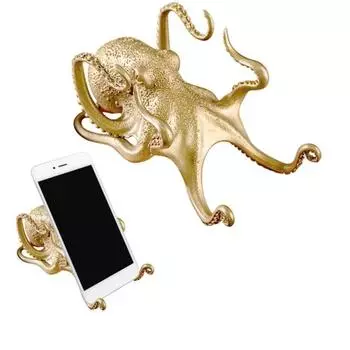 Figurines Statue Octopus Mobile Phone Holder Multi-functional Zinc Zinc Alloy Octopus Model Car Decoration золотой