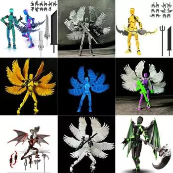 Фигурка 3D-печатная многошарнирная подвижная манекен 3D-печатная игрушка-манекен-робот своими руками креативная Illidan чёрный/красный