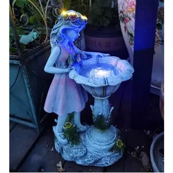 Фигурка ангела из смолы, скульптура, украшения для дома, сада, цветка, феи, девушки, солнечный декор, вилла, двор, микропейзаж, поделки None