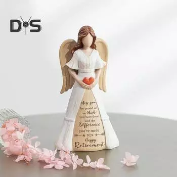 Фигурка ангела в форме сердца с крыльями, хранителя, смоляная статуя, женская фигурка, украшение для рабочего стола в офисе белый