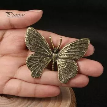 Фигурка бабочки, миниатюрное украшение для рабочего стола, водонепроницаемая, реалистичная, сделай сам, статуя насекомого, украшение для дома, аксессуары для рукоделия античный бронзовый