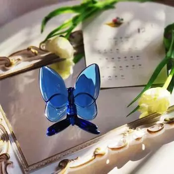 Фигурка бабочки, украшение в виде летающей бабочки, яркий цвет, идеальный размер, ручная работа, украшение в виде бабочки из искусственного хрусталя синий
