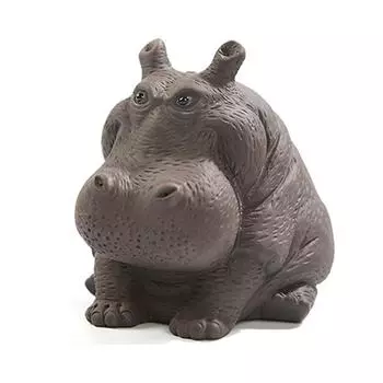 Фигурка бегемота, фиолетовая глина, керамическая скульптура для чайного питомца, статуэтка бегемота, настольное украшение для чайного сервиза