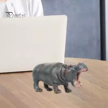 Фигурка бегемота, реалистичная модель бегемота, скульптура, настольное украшение, речная лошадь, украшение, детская развивающая игрушка в виде животного, подарок для малышей, мальчиков и девочек Hippo