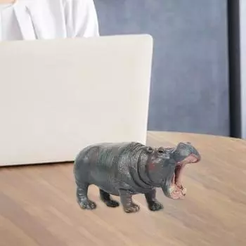 Фигурка бегемота, реалистичная модель бегемота, скульптура, настольное украшение, речная лошадь, украшение, детская развивающая игрушка в виде животного, подарок для малышей, мальчиков и девочек Hippo