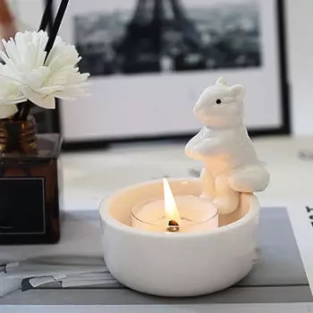 Фигурка белки Подставка для свечи Подсвечник для чайной свечи Декоративная статуэтка Настольное украшение для