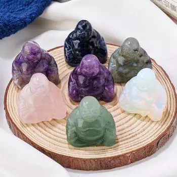 Фигурка Будды Майтрейи из натурального камня, положительная энергия исцеления, красочная ручная резьба, статуя смеющегося Будды, украшение для рабочего стола, подарок на день рождения A