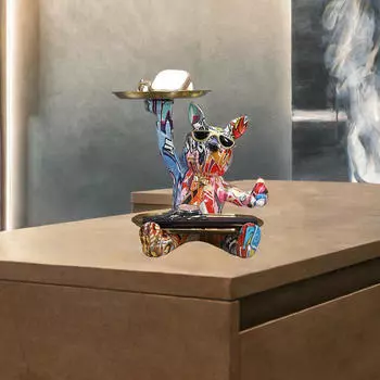 Фигурка бульдога Лоток для хранения ключей и безделушек Ручная работа Скульптуры из смолы Главная Style A