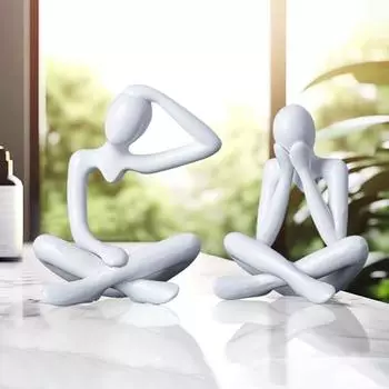 Фигурка человека, сидящая мужская статуя, скульптура, домашний офис, гостиная, украшение для рабочего стола A чёрный