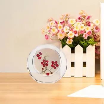 Фигурка цветущей сливы, креативные украшения фэншуй, мини-стеклянные цветы, домашний декор красный