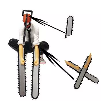 Фигурка дьявола с бензопилой в руках и человеческой кровью, идеально подходит для коллекции украшений в стиле аниме. Standing Chainsaw Man Box Set