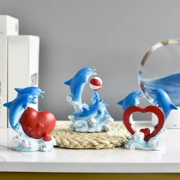 Фигурка дельфина, коллекционная настольная статуэтка дельфина из смолы, украшение в виде дельфина в форме сердца, подарок на День святого Валентина для женщин, жен, девушек B