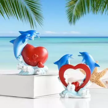 Фигурка дельфина, коллекционная настольная статуэтка дельфина из смолы, украшение в виде дельфина в форме сердца, подарок на День святого Валентина для женщин, жен, девушек B