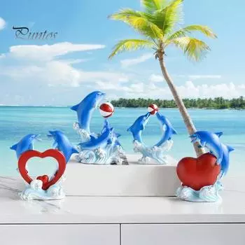 Фигурка дельфина, коллекционная настольная статуэтка дельфина из смолы, украшение в виде дельфина в форме сердца, подарок на День святого Валентина для женщин, жен, девушек B