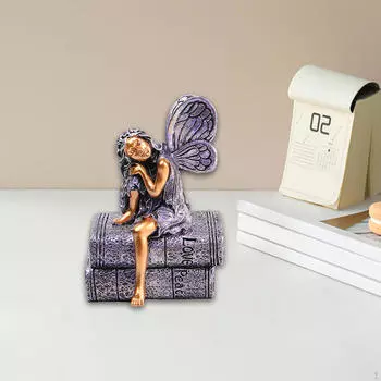 Фигурка девочки-ангела, декоративное произведение искусства с крыльями для домашней полки Sitting Book Angel