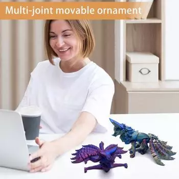 Фигурка девятихвостой лисы, многосуставная подвижная 3D печатная модель лисы, шарнирная фигурка животного, украшение для рабочего стола, подарок для детей и взрослых фиолетовый