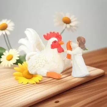 Фигурка девушки-цыпленка, белая девушка-петух, дай пять, резиновая статуэтка, скульптура, домашний офис, гостиная, книжная полка, украшение для рабочего стола, орнамент белый