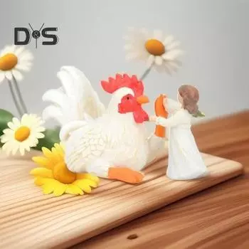 Фигурка девушки-цыпленка, белая девушка-петух, дай пять, резиновая статуэтка, скульптура, домашний офис, гостиная, книжная полка, украшение для рабочего стола, орнамент белый