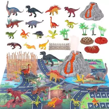 Фигурка динозавра Милые каменные игрушки 31 предмет вулкан набор Функция распыления реалистичные огни со звуковыми эффектами детские игрушки большая карта С ящиком для хранения день рождения мальчика