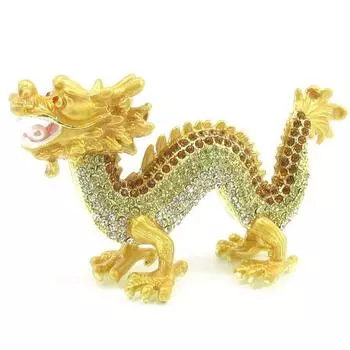 Фигурка дракона Фэн-шуй Желтый дракон Удачи Золотой дракон Стразы Фигурка дракона Пятикогтистый дракон Желтый золотой дракон Желания Дракон Дракон Фэн