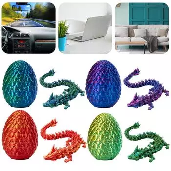Фигурка дракона, игрушка-фиджет, 30 см, напечатанный на 3D-принтере дракон в яйце 13 см, китайская фигурка дракона, забавный декор для домашнего офиса при аутизме/СДВГ фиолетовый