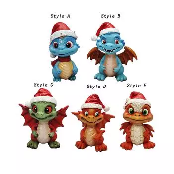 Фигурка дракона, традиционная декоративная игрушка с рождественской шапкой, статуэтка дракона для рабочего стола, реквизит для показа камина дома и праздника