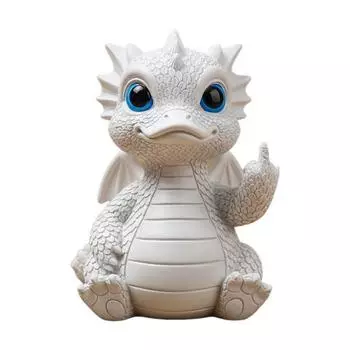 Фигурка Дракона Утки Средний Палец Украшение Дракона Показывающая Фигурка Утки Статуэтка Дракона Настольный Друг Дерзкий Подарок-Прикол для Семьи Друзей B белый