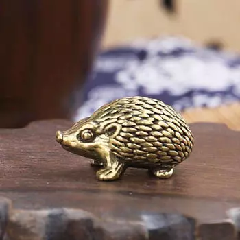 Фигурка ежа Чай Домашнее животное Поделки Латунь Моделирование Коллекционное Украшение Стола Ландшафтный Орнамент