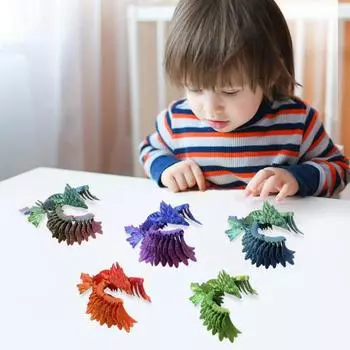 Фигурка Феникса, напечатанная на 3D-принтере, подвижные суставы, красочная фигурка птицы, шарнирная модель животного, игрушка-фиджет, украшение для домашнего офиса, рабочего стола, орнамент фиолетовый