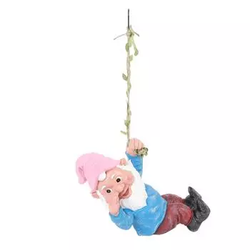 Фигурка гнома из смолы, яркая, забавная, реалистичная, статуэтка гнома, карабкающегося вверх, для дома, сада, двора, синяя синий