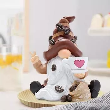 Фигурка гнома из смолы, забавная миниатюрная скульптура, микропейзаж, кофейный гном, статуэтка на Рождество Dwarf