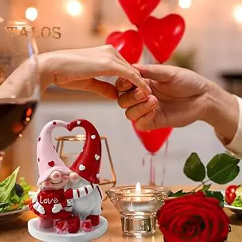 Фигурка гнома-пары, смола, красно-розовая, пара гномов, украшение для стола, полки, камина, статуэтка гнома, подарок на День святого Валентина для него или нее красный