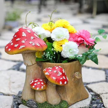 Фигурка гриба, цветочный горшок, украшение для сада, легкая, 26,7x19,5x23,5 см, для стола